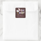 Carré Sticker Baby shower pour fille de cigogne moderne (Sac)