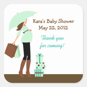 Carré Sticker Baby shower préféré de maman moderne (vert