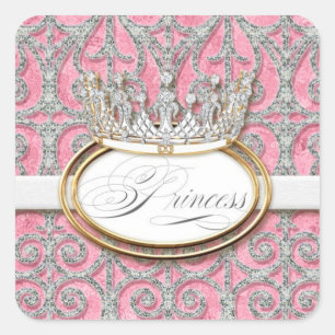 Carré Sticker Baby shower Royal Princess Crown Girl