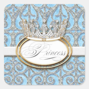 Carré Sticker Baby shower Royal Princess Crown Girl