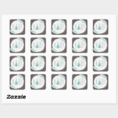 Carré Sticker Baby shower Tipi Turquoise (Feuille)