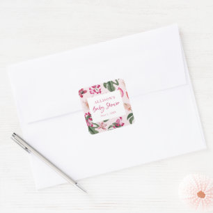 Carré Sticker Baby shower tropical