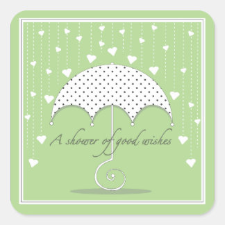 Carré Sticker Baby shower vert de douche de coeur