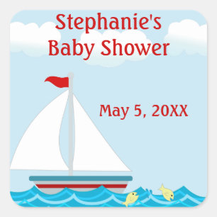 Carré Sticker Baby shower voilier