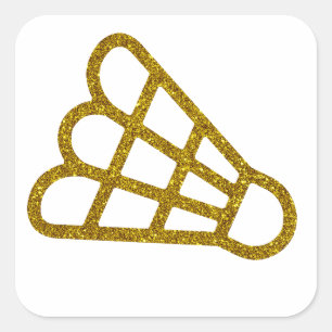 Carré Sticker Badminton Or