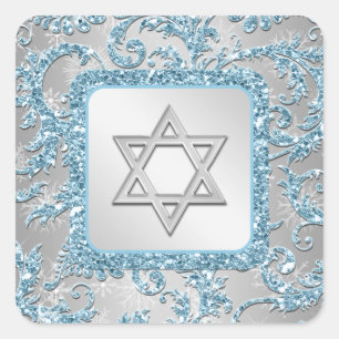 Carré Sticker Bat mitzvah Damask Winter Wonderland 11