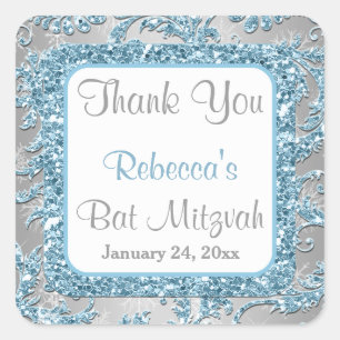 Carré Sticker Bat mitzvah Damask Winter Wonderland 4