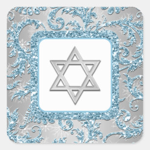 Carré Sticker Bat mitzvah Damask Winter Wonderland 6