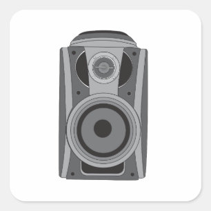 Carré Sticker blanc design haut-parleur