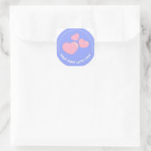 Carré Sticker Bleu Avec Coeurs Rose Pour Packages (Sac)