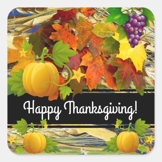 Carré Sticker Bon thanksgiving d'automne coloré (Devant)