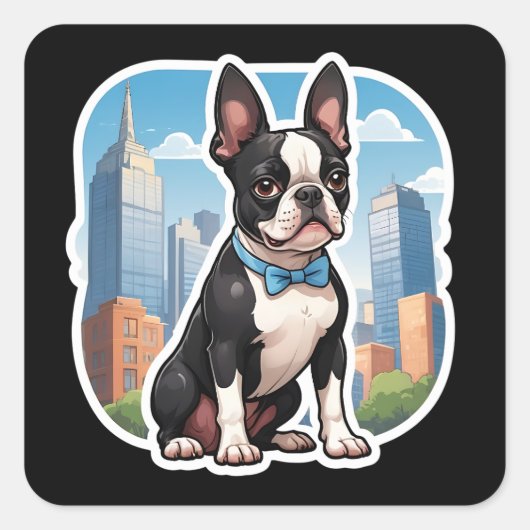 Carré Sticker Boston Terrier (Devant)