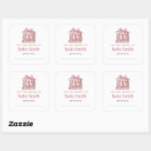 Carré Sticker Bow baby shower Plaque rose (Feuille)