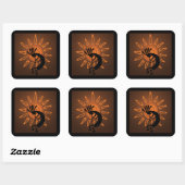 Carré Sticker Brown Kokopelli Sun Southwest Rustic (Feuille)