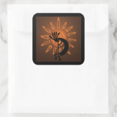 Carré Sticker Brown Kokopelli Sun Southwest Rustic (Sac)