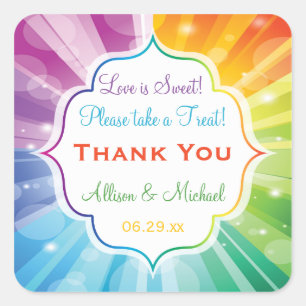 Carré Sticker Buffet Sunburst Strited Rainbow