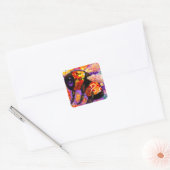 Carré Sticker - Bumble Bee Happy Abstrait Art Floral (Enveloppe)