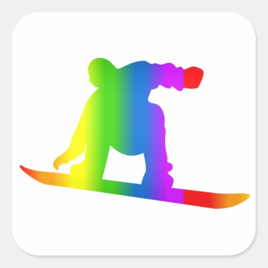Carré Sticker Bunter Snowboard Regenbogen (Devant)