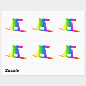 Carré Sticker Bunter Snowboard Regenbogen (Feuille)