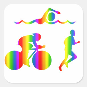 Carré Sticker Bunter Triathlon Regenbogen