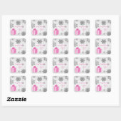 Carré Sticker cadeau de Noël rose (Feuille)