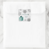Carré Sticker cadeau de Noël turquoise (Sac)