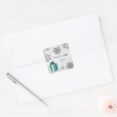 Carré Sticker cadeau de Noël turquoise (Enveloppe)