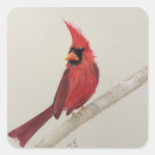 Carré Sticker cardinal rouge Oiseau OEuvre originale (Devant)