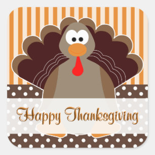 Carré Sticker carte plat Bon thanksgiving Turquie