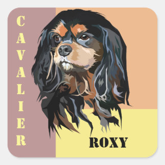 Carré Sticker Cavalier King Charles Spaniel personnalisé