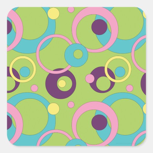 Carré Sticker Cercles verts funky (Devant)