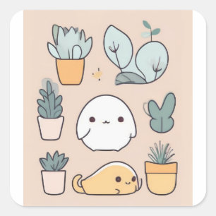 Carré Sticker chaton mignon et doux