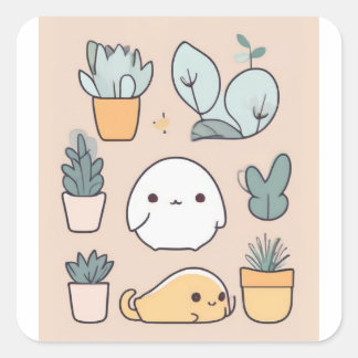 Carré Sticker chaton mignon et doux