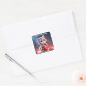 Carré Sticker chaton pour la Saint Valentin (Enveloppe)