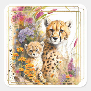 Carré Sticker Cheetah Baby et Maman