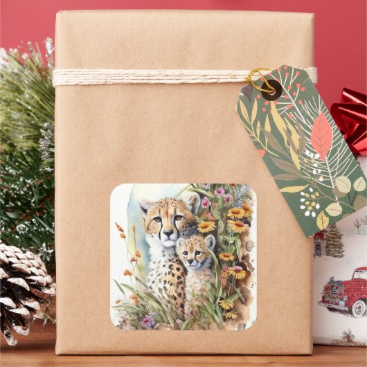 Carré Sticker Cheetah Baby et Maman (vacances)