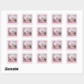 Carré Sticker Chevron rose avec votre photo bébé (Feuille)