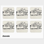Carré Sticker "Chiens en bateau" par Willowcatdesigns (Feuille)