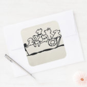 Carré Sticker "Chiens en bateau" par Willowcatdesigns (Enveloppe)
