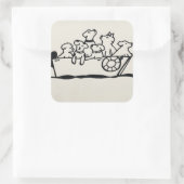 Carré Sticker "Chiens en bateau" par Willowcatdesigns (Sac)