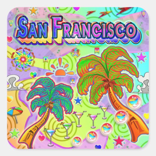 Carré Sticker Cible Vacances San Francisco (Devant)