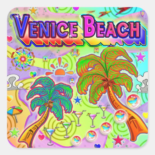 Carré Sticker Cible Vacances Venice Beach (Devant)