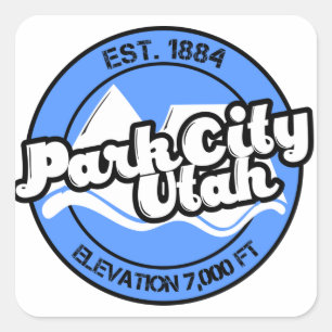 Carré Sticker circulaire Park City Utah Blue Mountains
