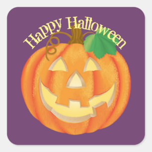 Carré Sticker Citrouille sculpté Halloween