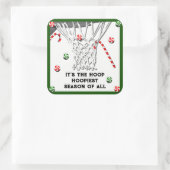 Carré Sticker classique de Noël rond de basket-ball (Sac)