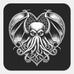 Carré Sticker Coeur Cthulhu Valentine Lovecraft Horreur
