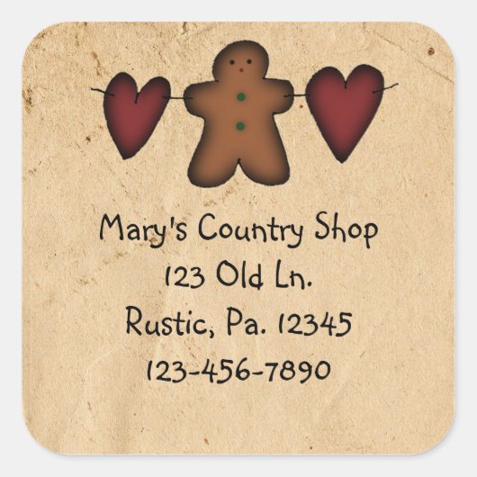 Carré Sticker Coeur Et Pain D'Épice (Devant)