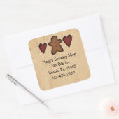 Carré Sticker Coeur Et Pain D'Épice (Enveloppe)