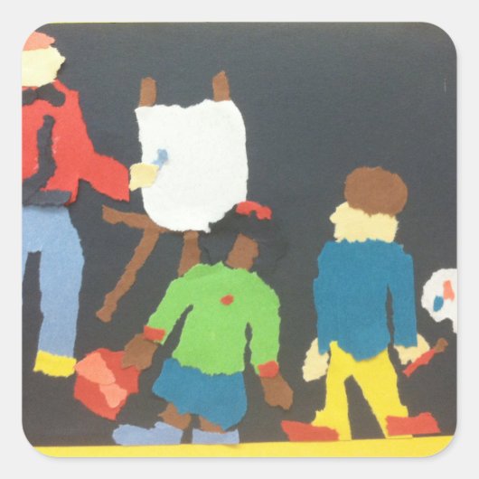 Carré Sticker collage papier pour étudiant en art (Devant)