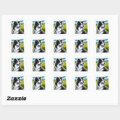 Carré Sticker Collie Bordure (Feuille)